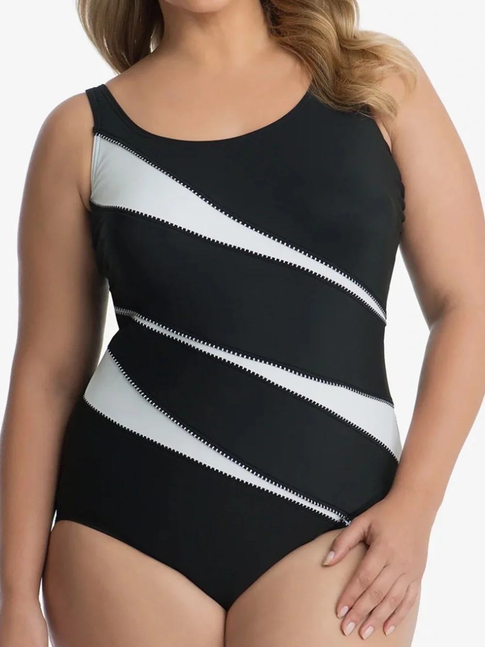 Miraclesuite Helix One Piece in Color block Black & White Size 20